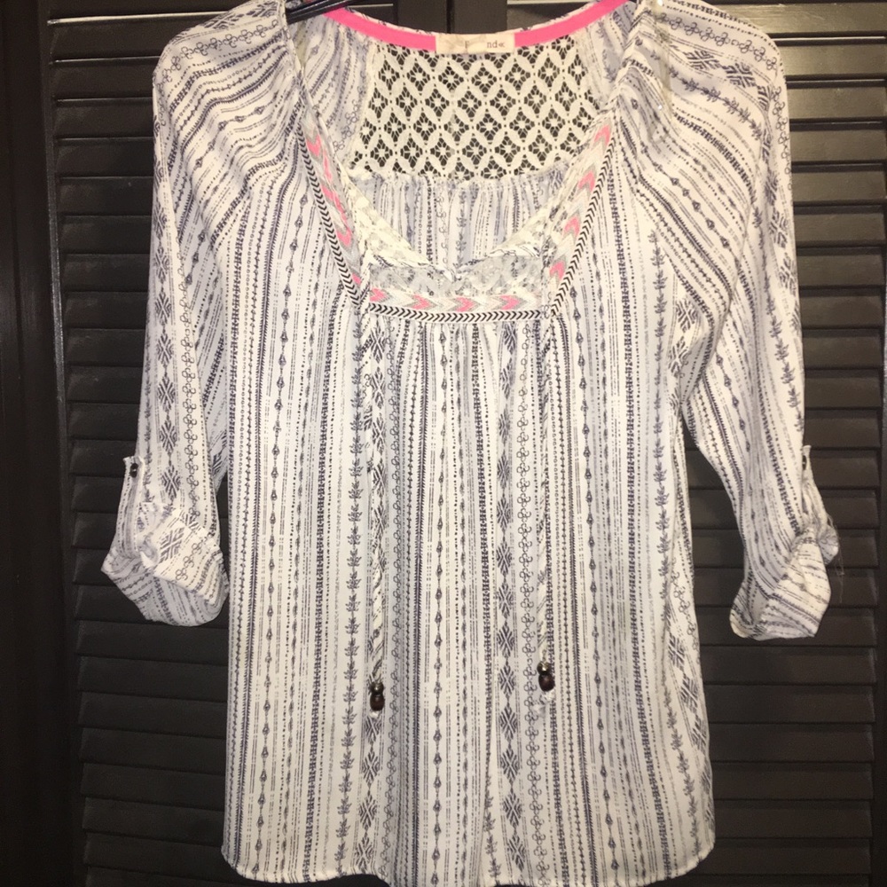 Rewind Bohemian tunic style top w/ pink & grey - Picture 1 of 5